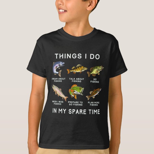 T-shirt Things I Do In My Spare Time Fishing Boys Men B Fi (Devant)