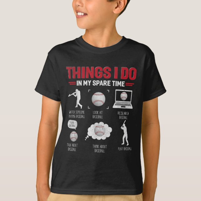 T-shirt Things I Do In My Spare Time Shirt Funny Baseball  (Devant)