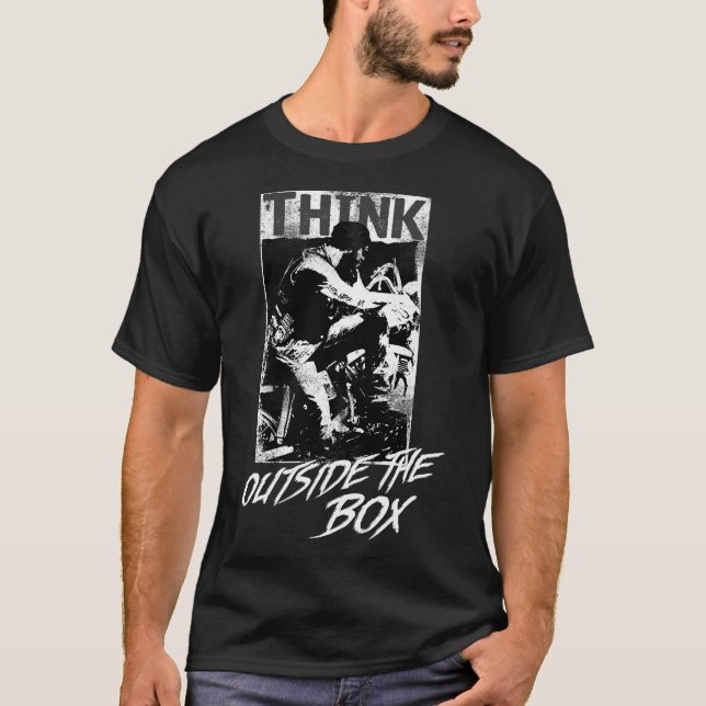 T-shirt Think Outside The Box Motorcycle Rider Ride (Devant)