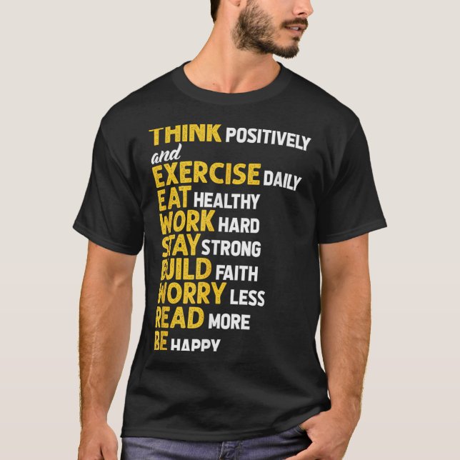 T-shirt Think Sitively Exercise Daily Gym Workout Motivati (Devant)