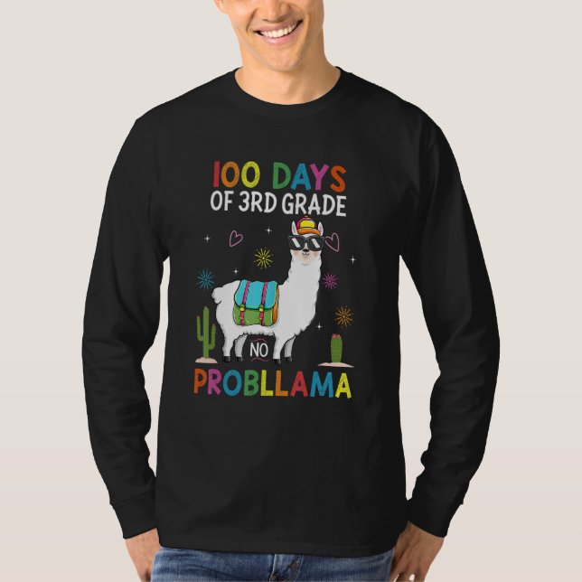 T-shirt Third 3rd Grade No Prob Llama Teacher 100th Day of (Devant)