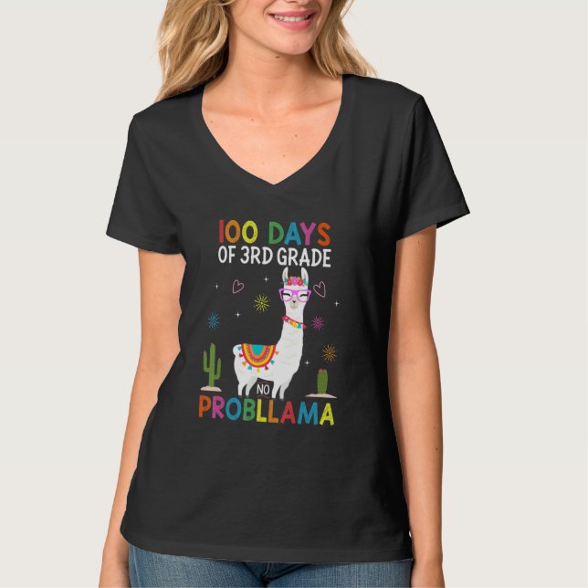 T-shirt Third 3rd Grade No Prob Llama Teacher 100th Day of (Devant)