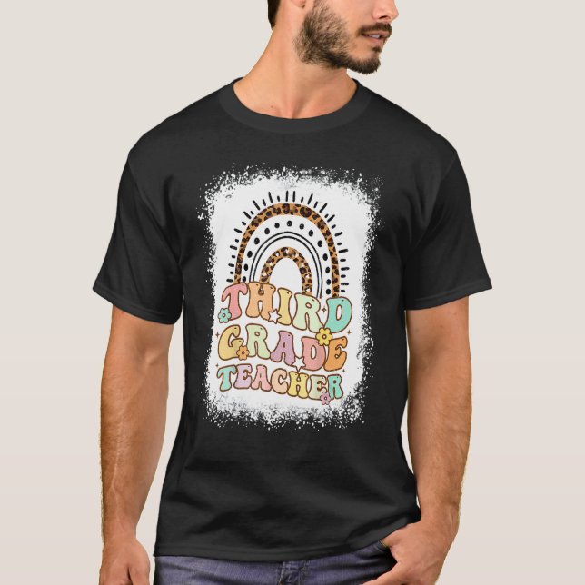 T-shirt Third Grade Rainbow Bleached Retro Back To School  (Devant)