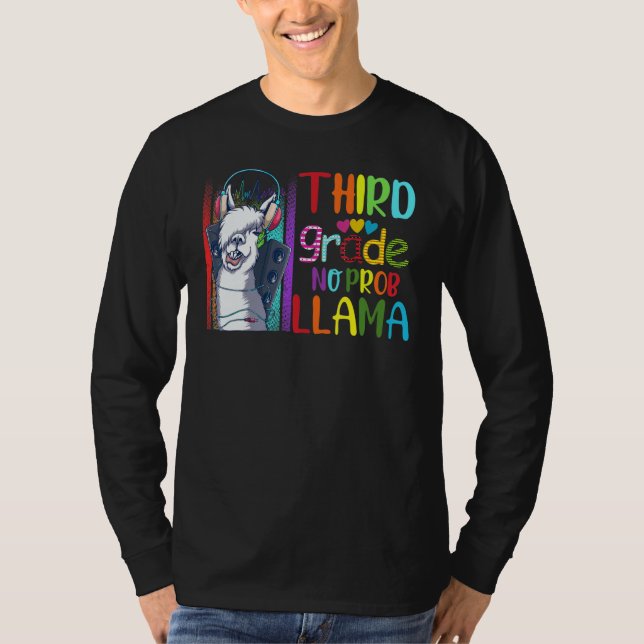 T-shirt Third Grade Teacher Back To School No Prob Llama G (Devant)