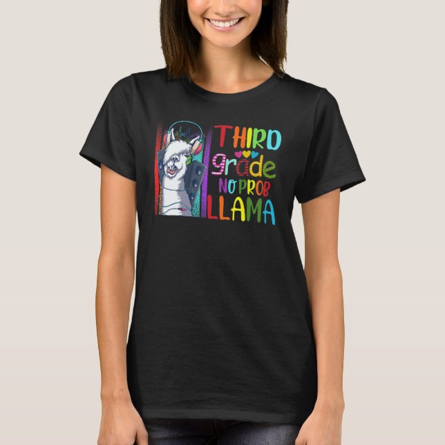 T-shirt Third Grade Teacher Back To School No Prob Llama G (Devant)
