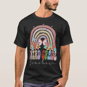 T-shirt Third Grade Teacher Back To School Rainbow Retro G