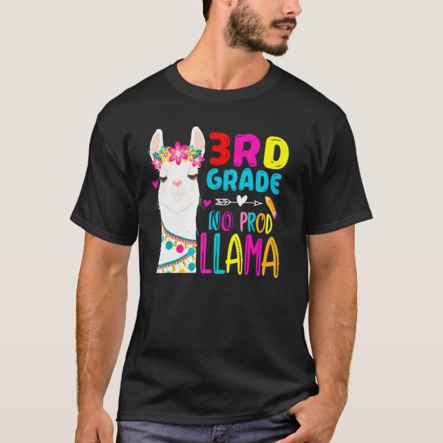 T-shirt Third Team 3rd Grade Teacher Rainbow No Prob Llama (Devant)
