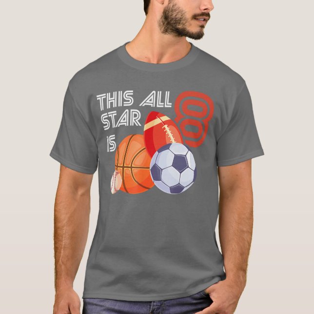 T-shirt This All Star is 8 Year Old Birthday Basketball So (Devant)