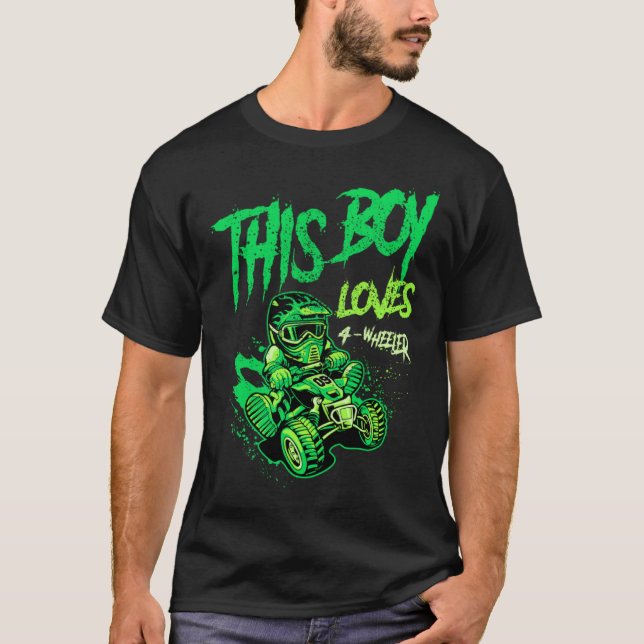 T-shirt This Boy Loves 4 Wheeler ATV Quad Biker Grunge Sty (Devant)