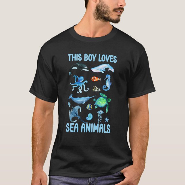 T-shirt This Boy Loves Sea Animals Kids Summer Ocean Wildl (Devant)