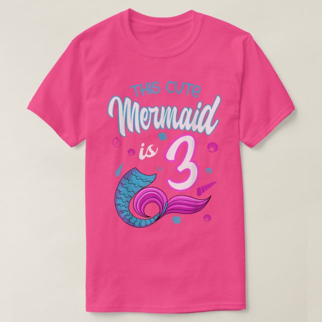 T-shirt ThIs Cute Mermaid Is 3 Birthday Celebration 3rd Bd (Design devant)