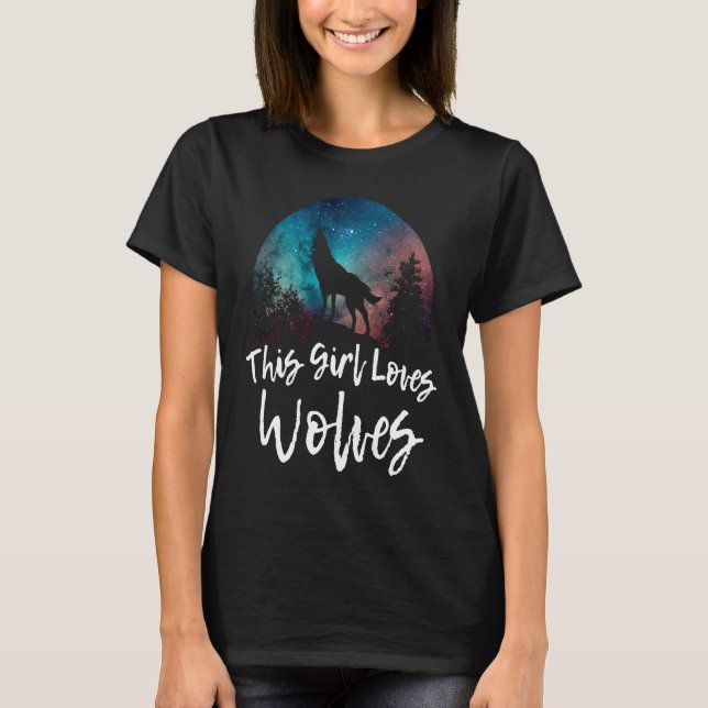 T-shirt THIS GIRL LOVES WOLVES Wolf Dog  Women Mom Kids (Devant)