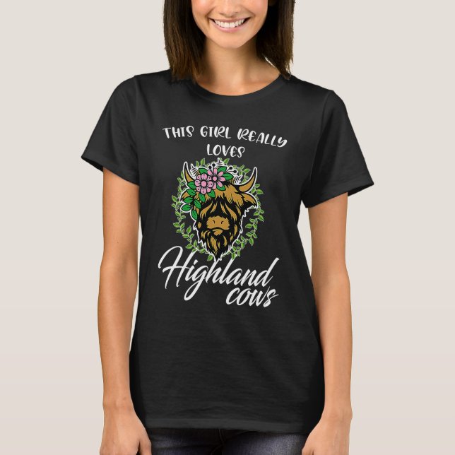 T-shirt this girl really loves highland cows highland catt (Devant)