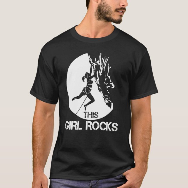 T-shirt This Girl Rocks Rock Climbing Boulder Carabiner Cl (Devant)