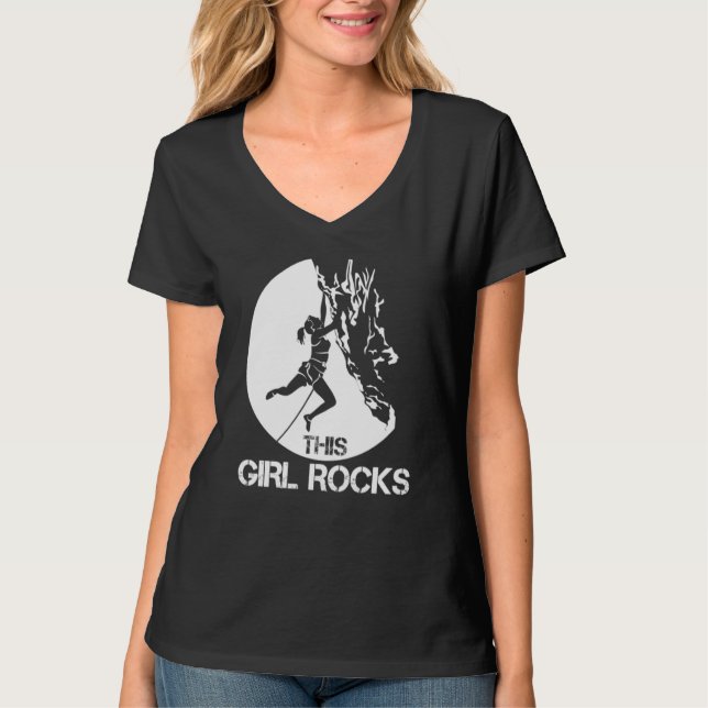 T-shirt This Girl Rocks Rock Climbing Boulder Carabiner Cl (Devant)