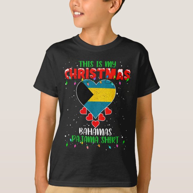T-shirt This Is My Christmas Lights Love Bahamas Flag Paja (Devant)