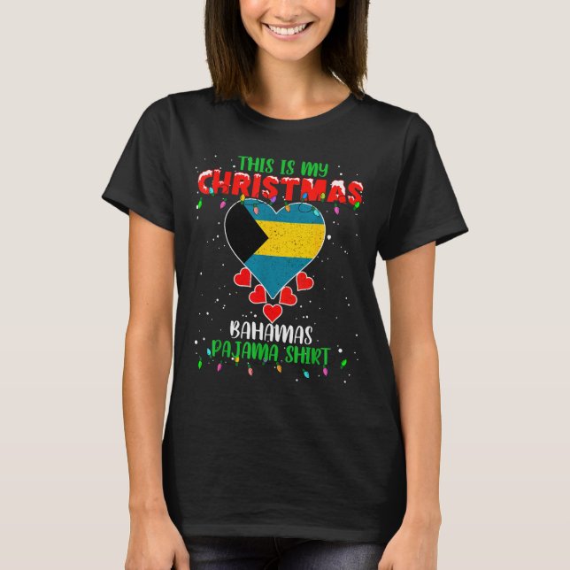 T-shirt This Is My Christmas Lights Love Bahamas Flag Paja (Devant)
