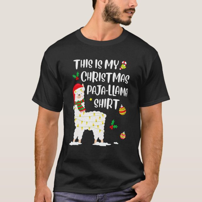 T-shirt This Is My Christmas Llama Pajama Pyjama Top Chris (Devant)
