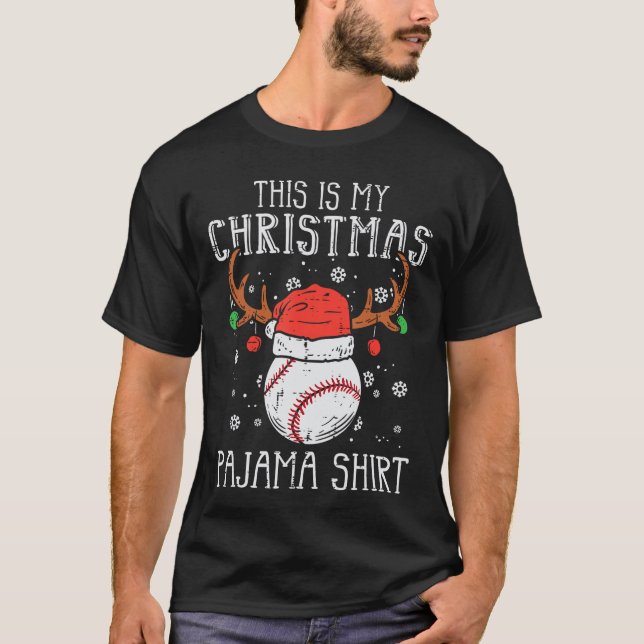 T-shirt This is My Christmas Pajama Baseball Xmas Sports g (Devant)