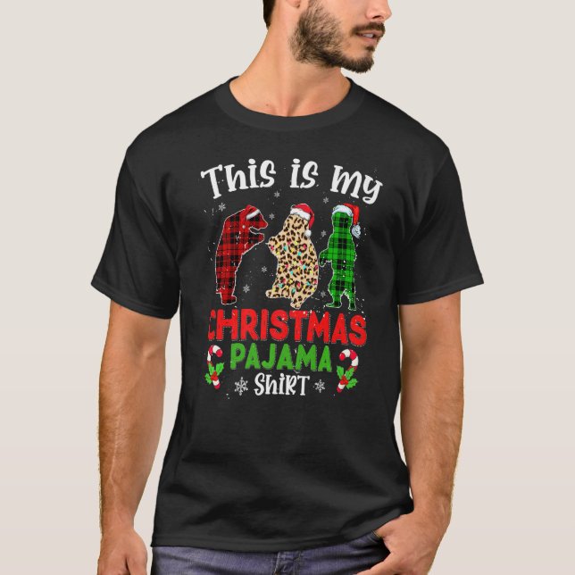 T-shirt This Is My Christmas Pajama Bear Animals Leopard P (Devant)