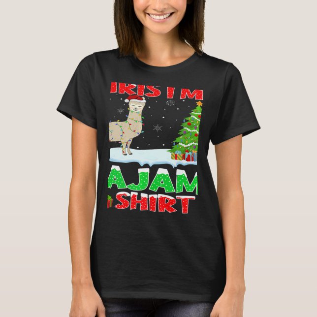 T-shirt This Is My Christmas Pajama Lighting Llama Xmas Tr (Devant)