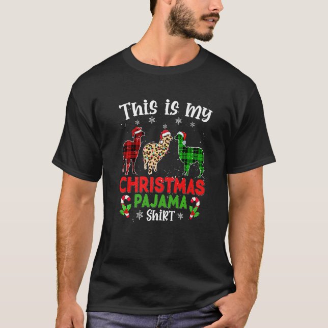 T-shirt This Is My Christmas Pajama Llama Animals Leopard  (Devant)