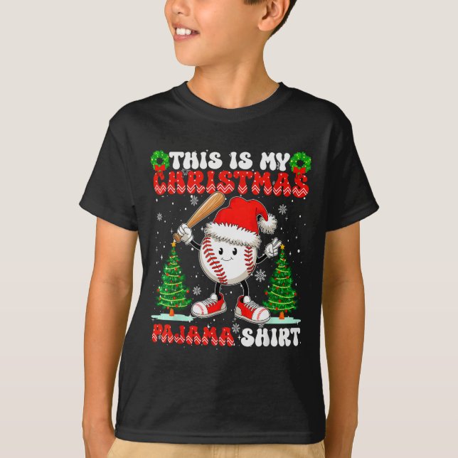 T-shirt This Is My Christmas Pajama Shirt Baseball Boys Me (Devant)