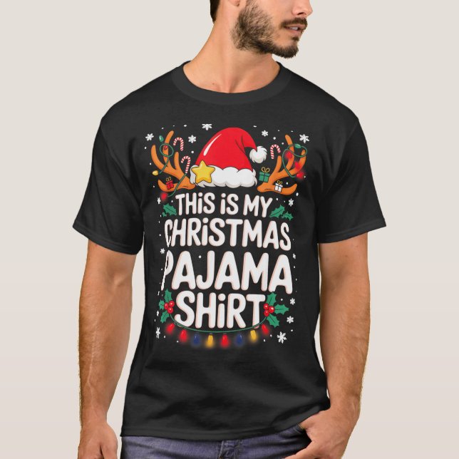 T-shirt This Is My Christmas Pajama Shirt Funny Xmas Pjs M (Devant)