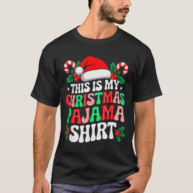 T-shirt This Is My Christmas Pajama Shirt Funny Xmas Pjs M (Devant)