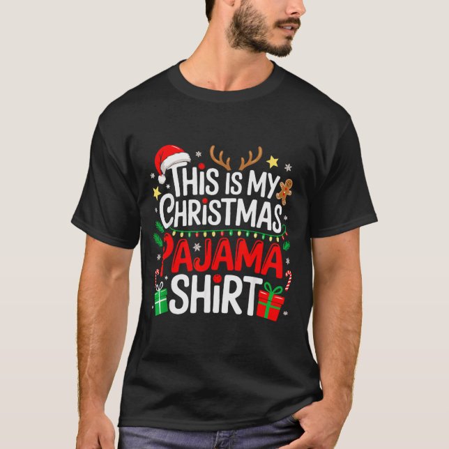 T-shirt This Is My Christmas Pajama Shirt Funny Xmas Pjs M (Devant)