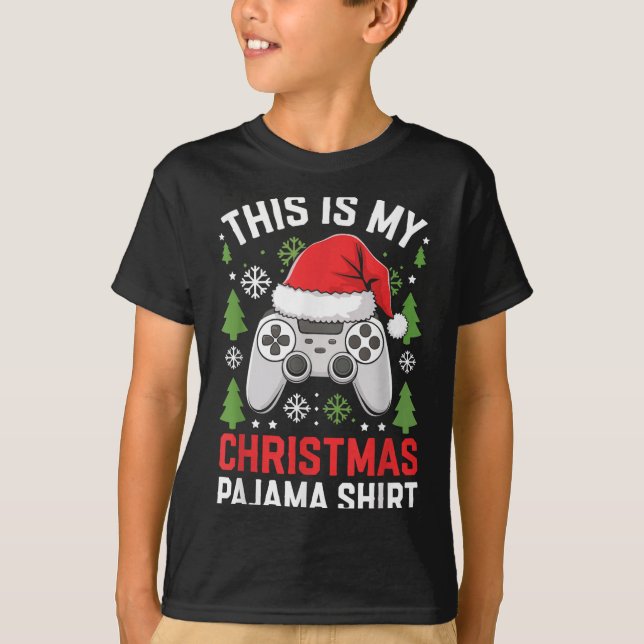 T-shirt This Is My Christmas Pajama Shirt Gamer Teen Boy X (Devant)