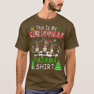 T-shirt This Is My Christmas Pajama  Three Reindeer Xmas L