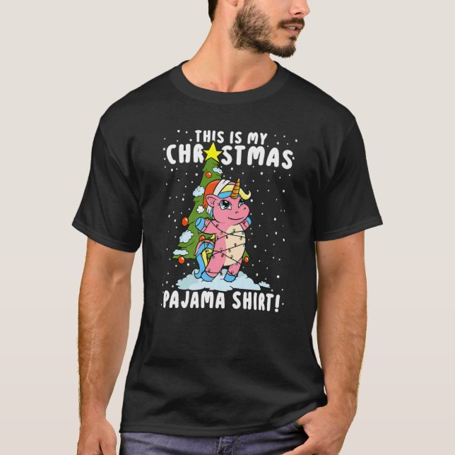 T-shirt This is My Christmas Pajama   Unicorn Girls Xmas (Devant)