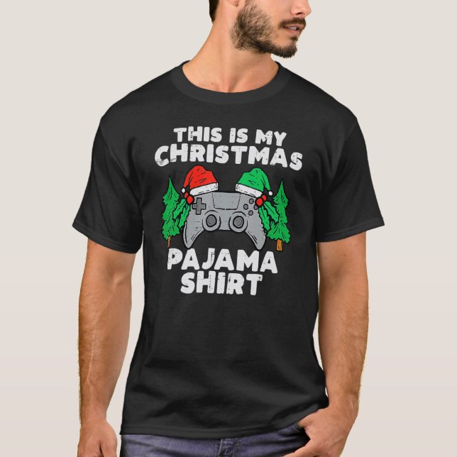 T-shirt This Is My Christmas Pajama  Video Games Boys Men  (Devant)