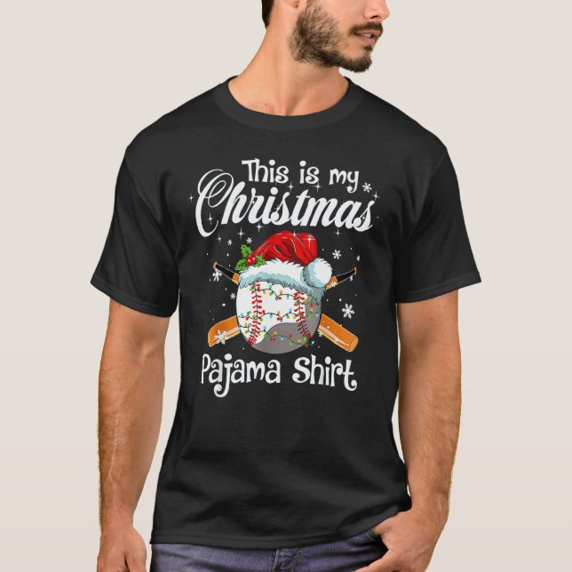 T-shirt This Is My Christmas Pajama Xmas Baseball Family M (Devant)