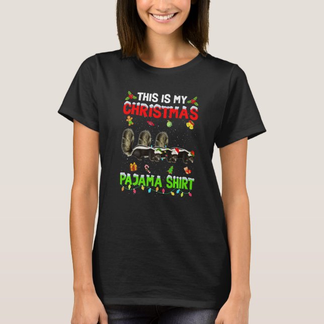 T-shirt This Is My Christmas Pajama Xmas Skunk Squad (Devant)