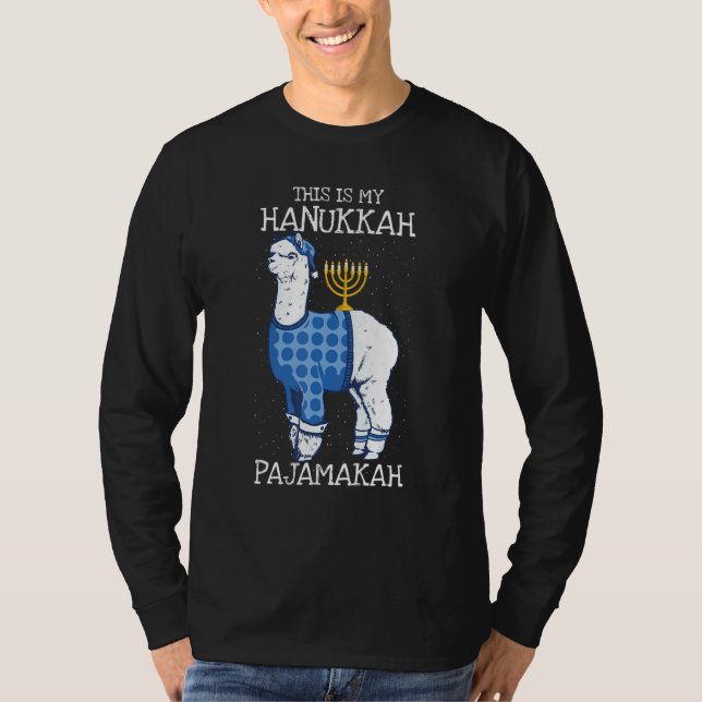 T-shirt This is My Hanukkah Pajamakah Llama Menorah  Pajam (Devant)