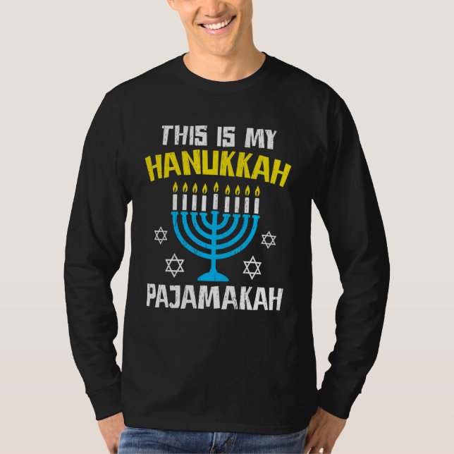 T-shirt This Is My Hanukkah Pajamakah Menorah Chanukah Paj (Devant)