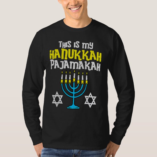 T-shirt This Is My Hanukkah Pajamakah Menorah Chanukah Paj (Devant)