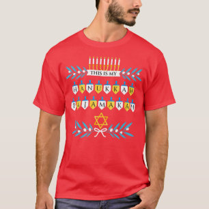 T-shirt This is My Hanukkah Pajamakah Menorah Dreidel Funn
