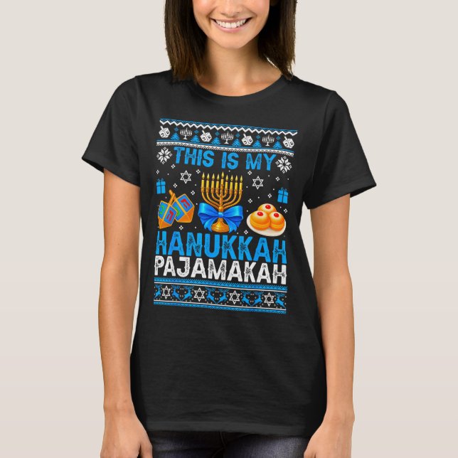 T-shirt This Is My Hanukkah Pajamakah Ugly Chanukah Jewish (Devant)
