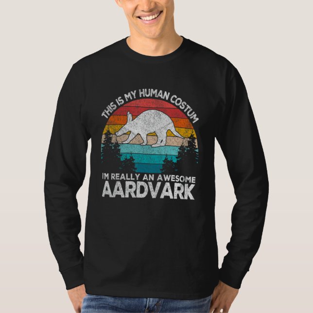 T-shirt This Is My Human Costum Retro Aardvark  Aardvark (Devant)