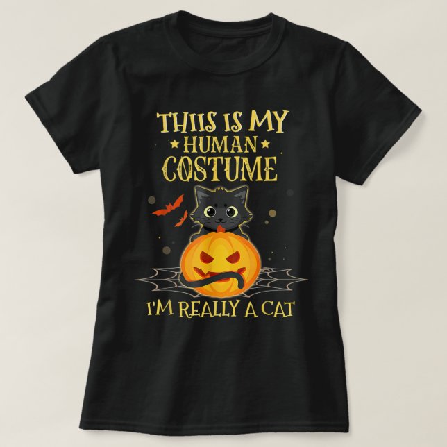 T-shirt This Is My Human Costume I'm Really A Cat Funny (Design devant)