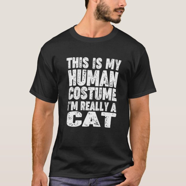 T-shirt 'This Is My Human Costume I'm Really A Cat' Hallow (Devant)