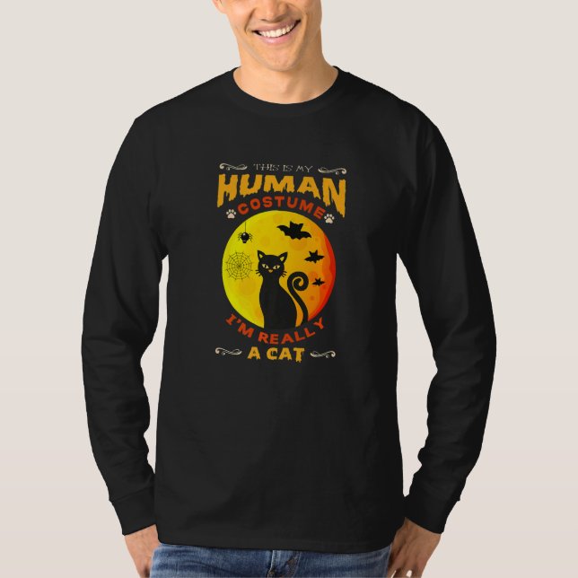 T-shirt This Is My Human Costume I'm Really A Cat Pumkin H (Devant)
