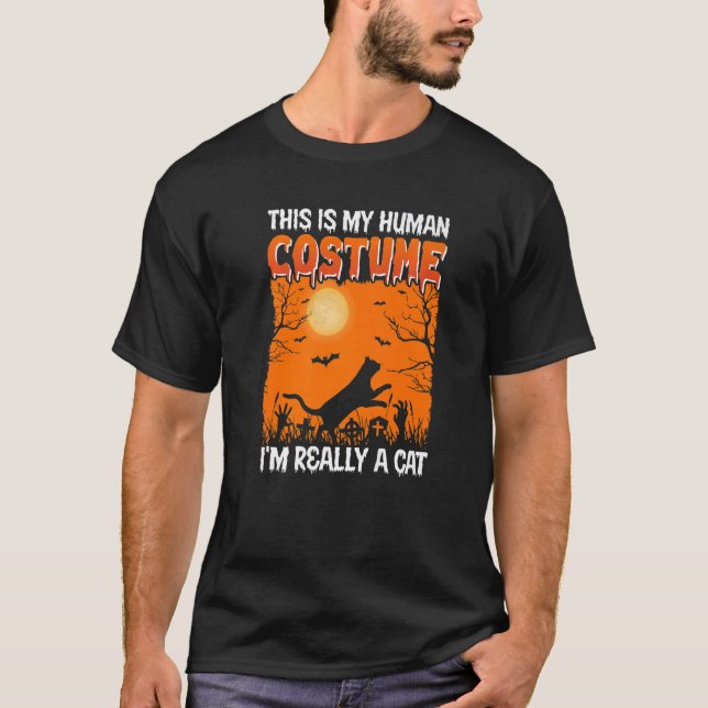 T-shirt This Is My Human Costume I'm Really A Cat Pumkin H (Devant)