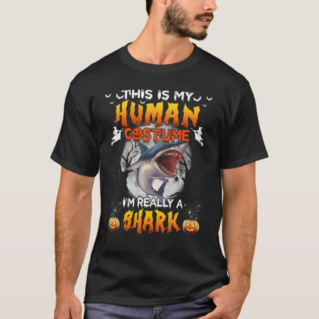 T-shirt This Is My Human Costume I'm Really A Shark Hallow (Devant)