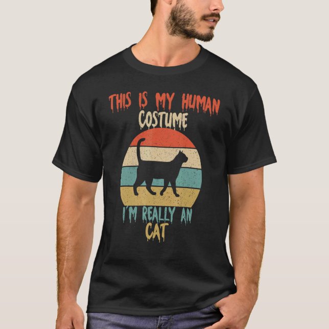T-shirt This Is My Human Costume I'm Really An Cat Hallowe (Devant)