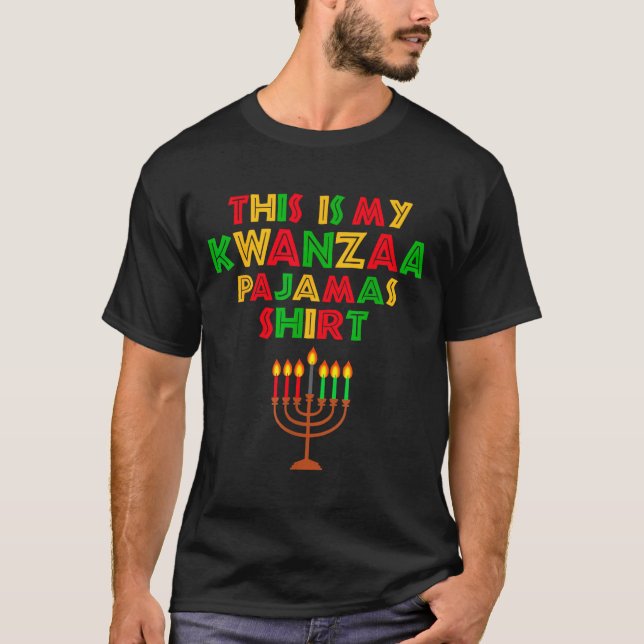 T-shirt This Is My Kwanzaa Pajamas Seven Principles Candle (Devant)