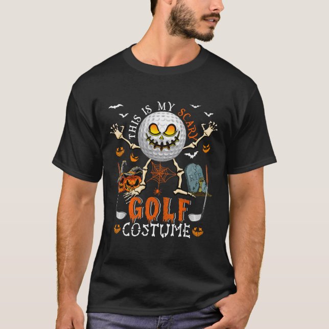 T-shirt This Is My Scary Golf Costume Halloween Skeleton L (Devant)